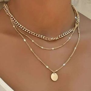 2/$10 RESTOCKED! Round Pendant Layered Necklace Multilayer Boho Dainty Cute